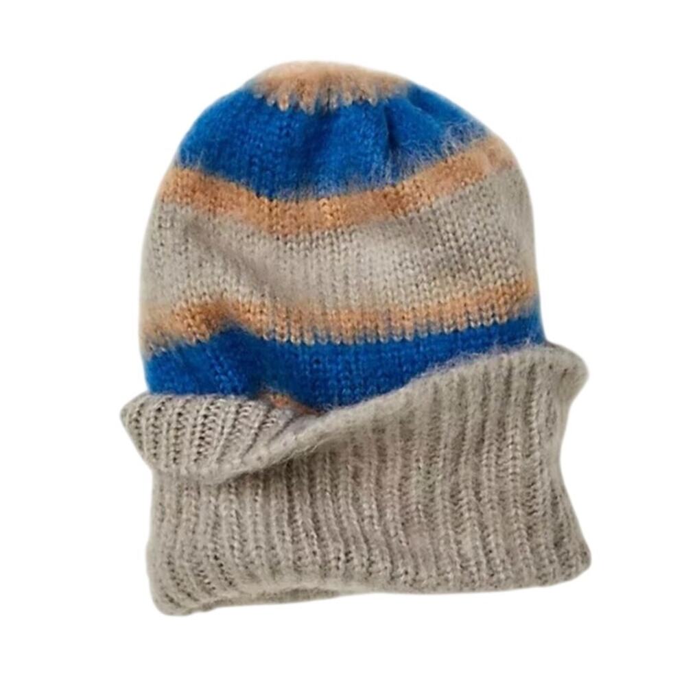 Free People Grey Striped Beanie Hat NWT